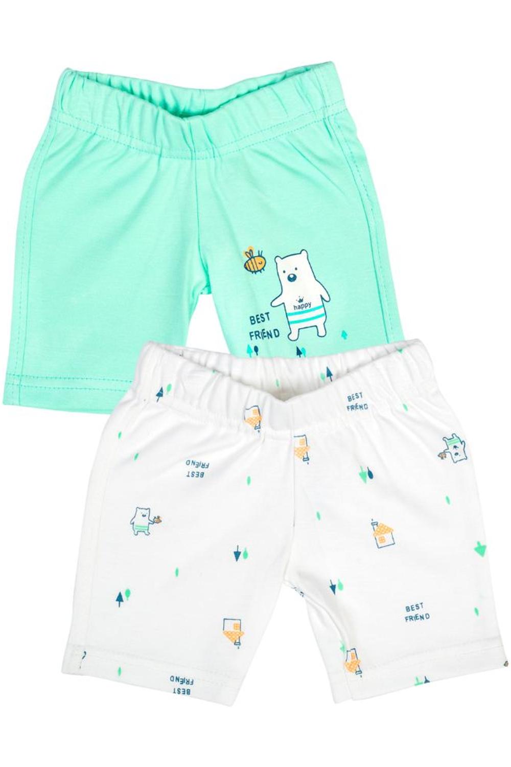 Mee Mee Baby White  Mint Green Shorts - Pack Of 2
